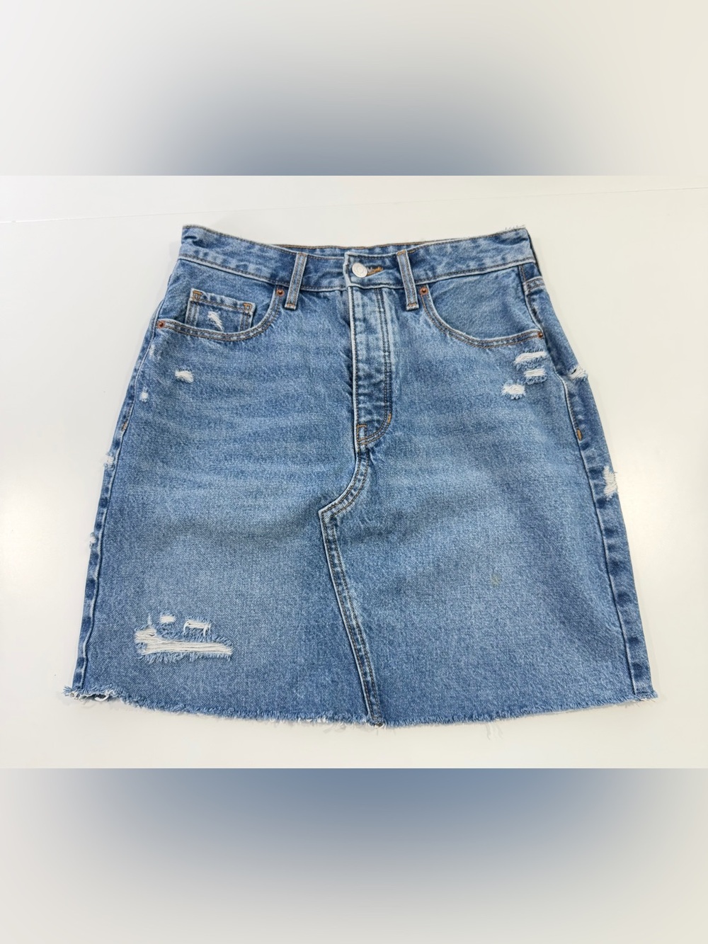Old Navy‎ Denim Skirt Womens 6 High Rise Secret Slim Pockets Button Fly